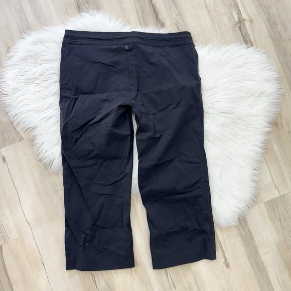 Women's prAna Capri Crop M Medium Black Stretch Drawstring Wide Leg Mid Ripstop - Picture 4 of 4